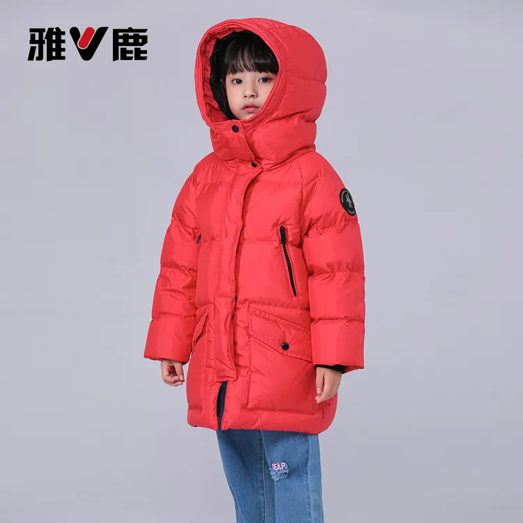 雅鹿儿童极寒加厚羽绒服男童女童中长款时尚户外情侣休闲连帽通用