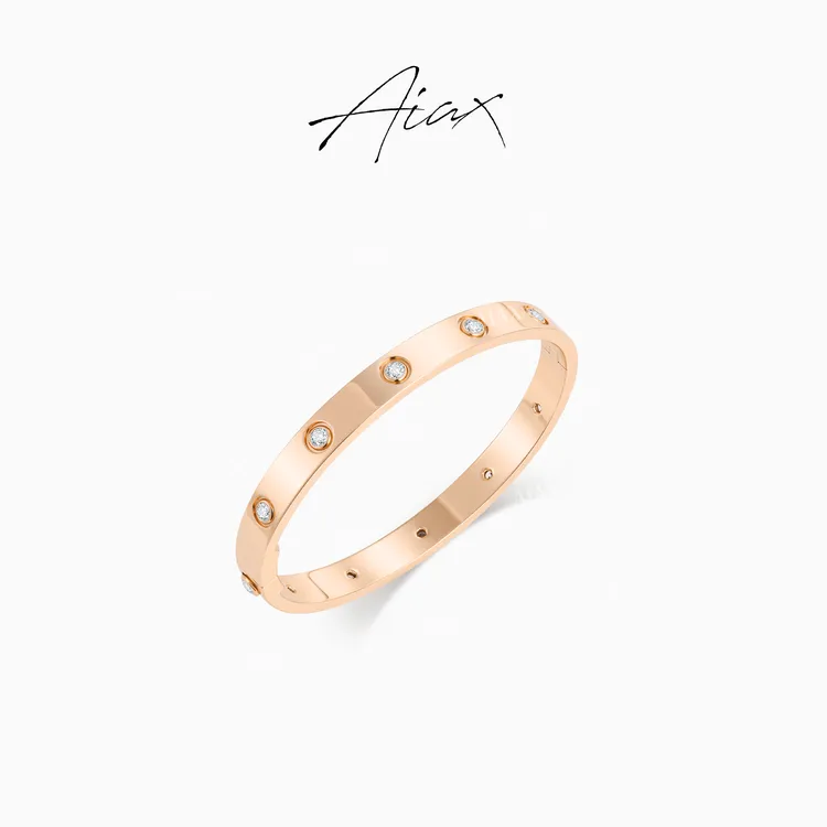 AIAX 秋上新 【LOVE】简约气质明星同款饰品圆形手镯TSS6922