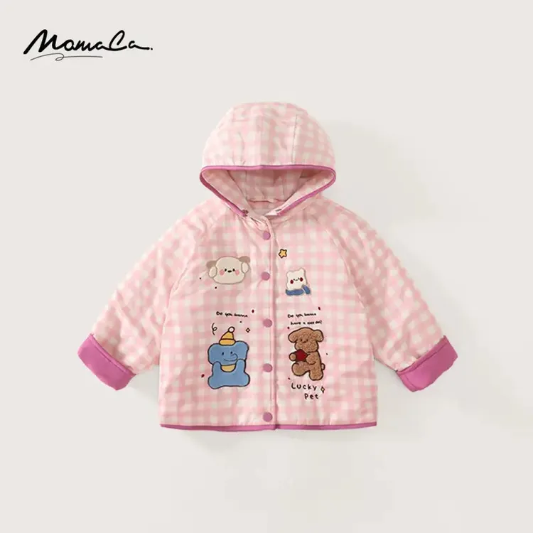 MOMOCO冬季新款女童甜美卡通小动物连帽加棉外套棉服77830107018