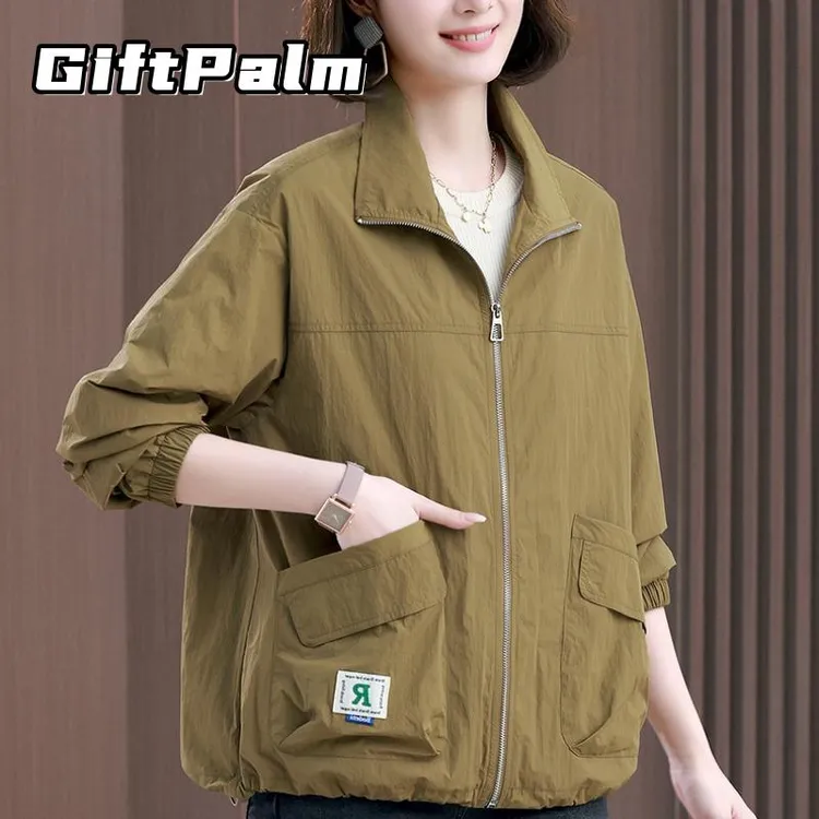 GiftPalm新款女士外套夏季薄款休闲洋气减龄夹克中年妈妈宽松百搭