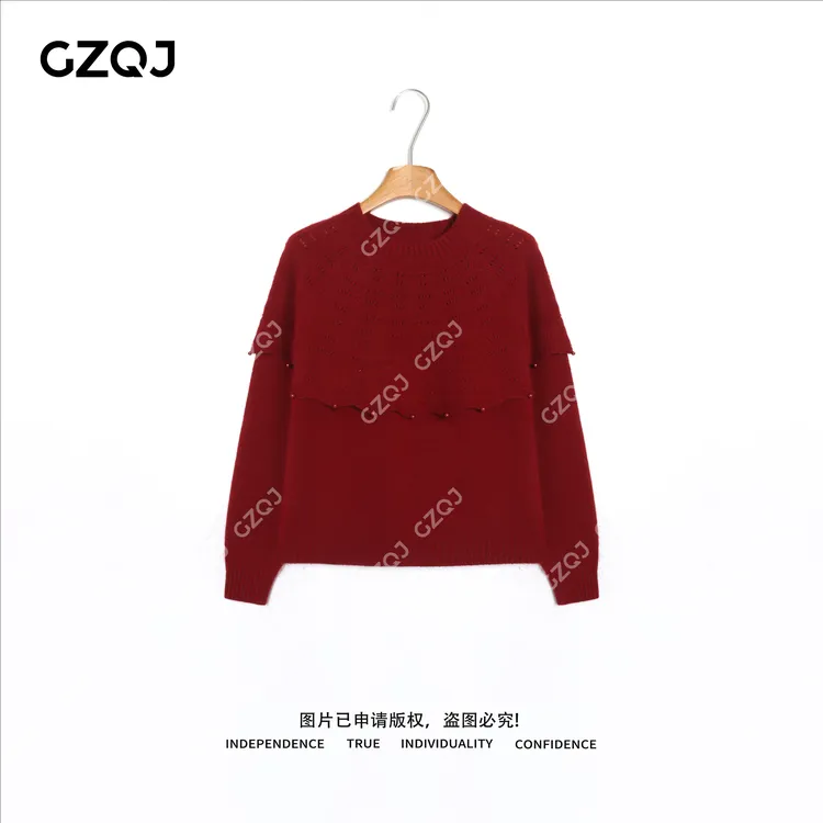 老琴私服【炽焰流光】羊毛骆驼绒兔绒法式气质针织衫毛衣女冬62228