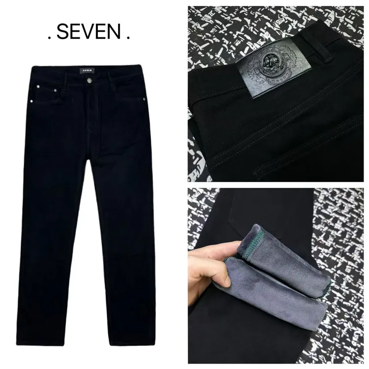 25秋冬（常规/加绒）男士合身直筒高弹纯黑色百搭显瘦牛仔裤1813