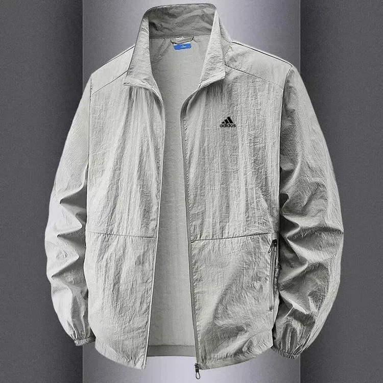 阿迪精选男士夏季冰丝外套轻薄凉感防晒衣户外运动透气立领皮肤衣