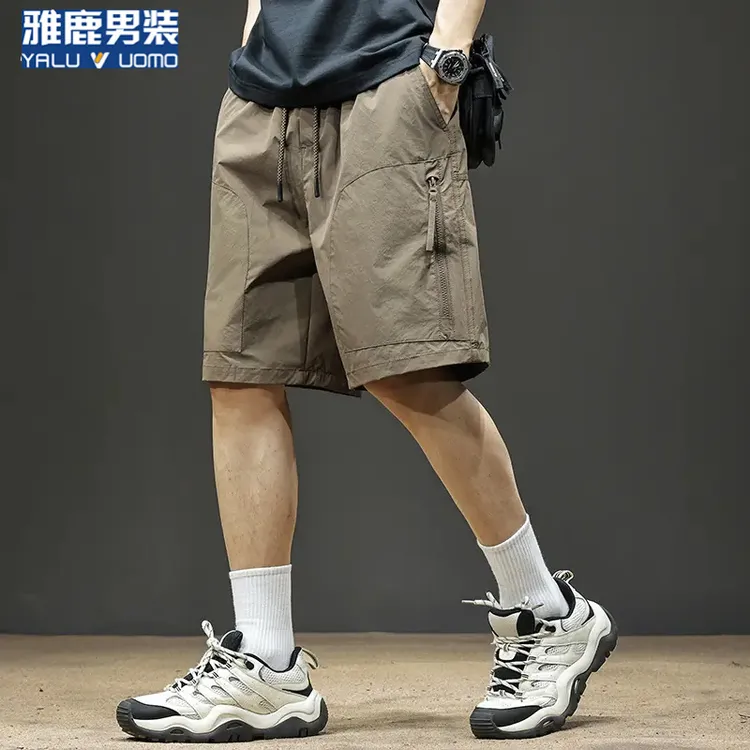 雅鹿男装潮牌五分工装短裤男夏季薄款宽松多口袋运动冰丝休闲中裤