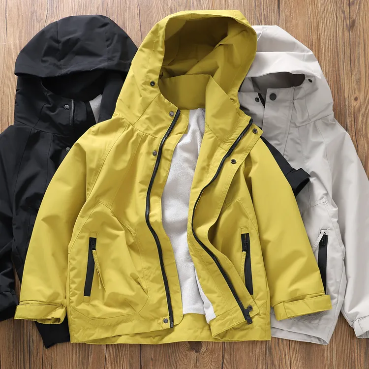 高品质男童秋冬新款连帽加绒外套~中大童防风冲锋衣高品质童装9