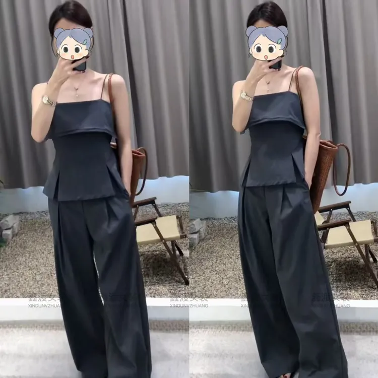 2025夏季新款时尚显瘦气质女士网红洋气两件套百搭款D5761