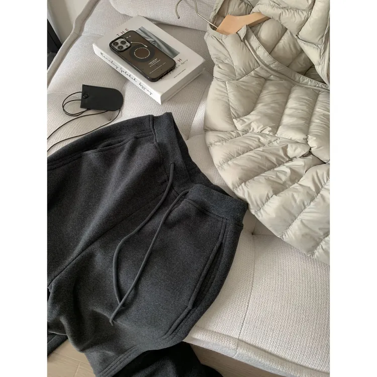 JMHH【奶芙】一条过冬加绒直筒裤女秋冬宽松显瘦加绒加厚休闲裤