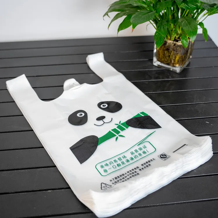 新品上市30熊猫定做打包袋白色加厚印刷一次性塑料袋购物袋包装袋