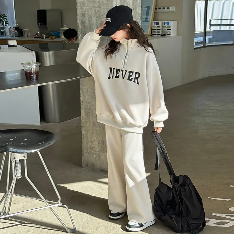 女童运动套装时尚洋气春秋儿童炸街阔腿两件套休闲韩版秋季中大童