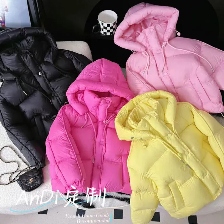 〖ANDI〗订制冬季新款中大童洋气纯色简约厚款连帽羽绒服5251