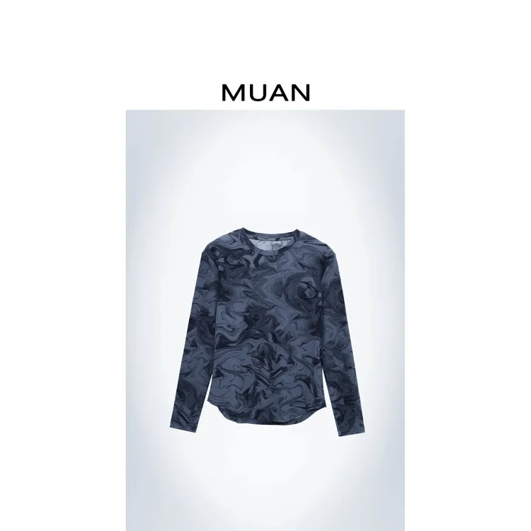 木岸MUAN：《水墨画打底》“水墨系列”定制晕染打底上衣女CQ-DG3-9054