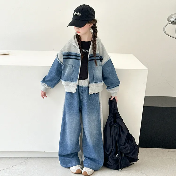 女6童长袖卫衣套装洋气中大童春装时髦儿8童连帽休闲裤休闲两件套