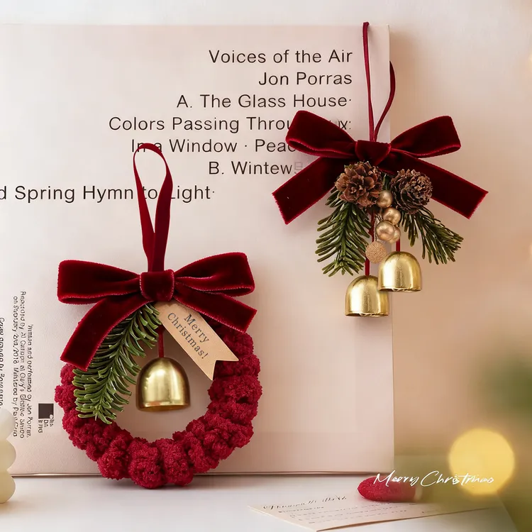 圣诞装饰挂件花环门挂圣诞树装饰品橱窗场景布置圣诞节铃铛蝴蝶结