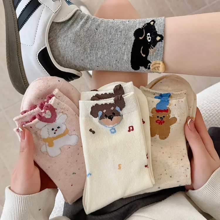 杭臻可爱袜子女中筒袜夏季薄款棉袜2025新款卡通小狗日系春秋长袜