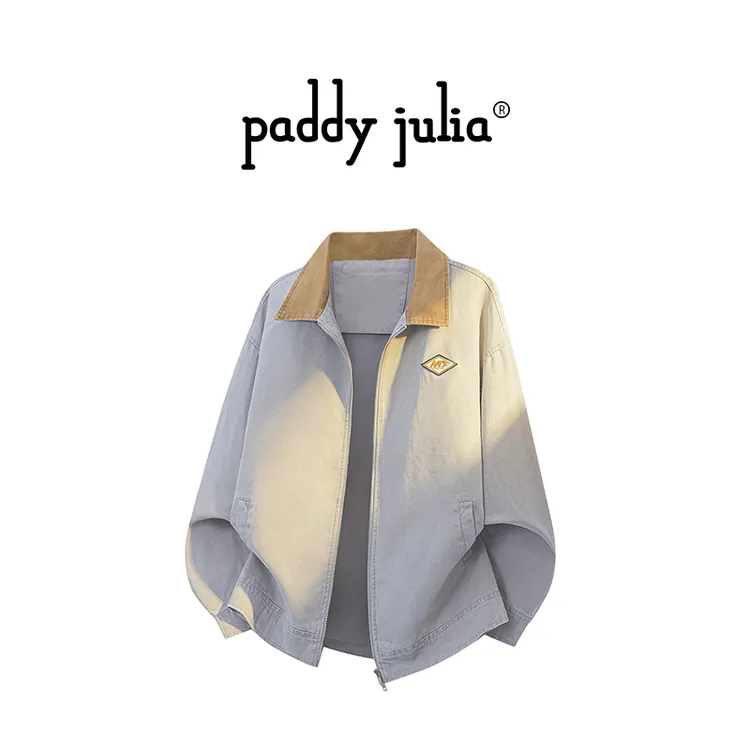 Paddy julia美式高级感夹克秋季男宽松休闲立领设计潮流拼接外套
