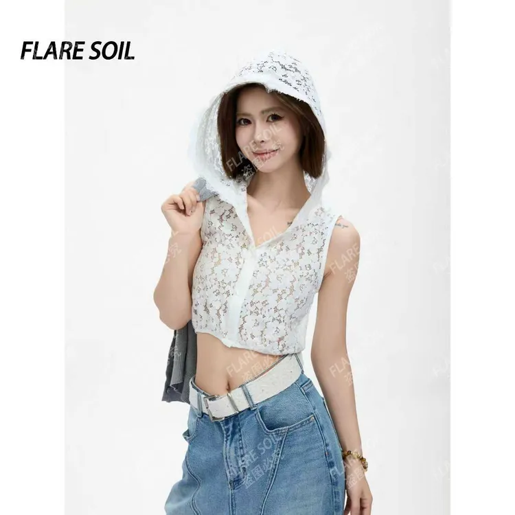 【FLARE SOIL】韩式针织软蕾丝外搭百搭薄款休闲蕾丝帽 T4103AE