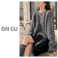 【高定山羊绒】高高货拉绒！宽松韩系高级灰加厚慵懒风毛衣女B3623