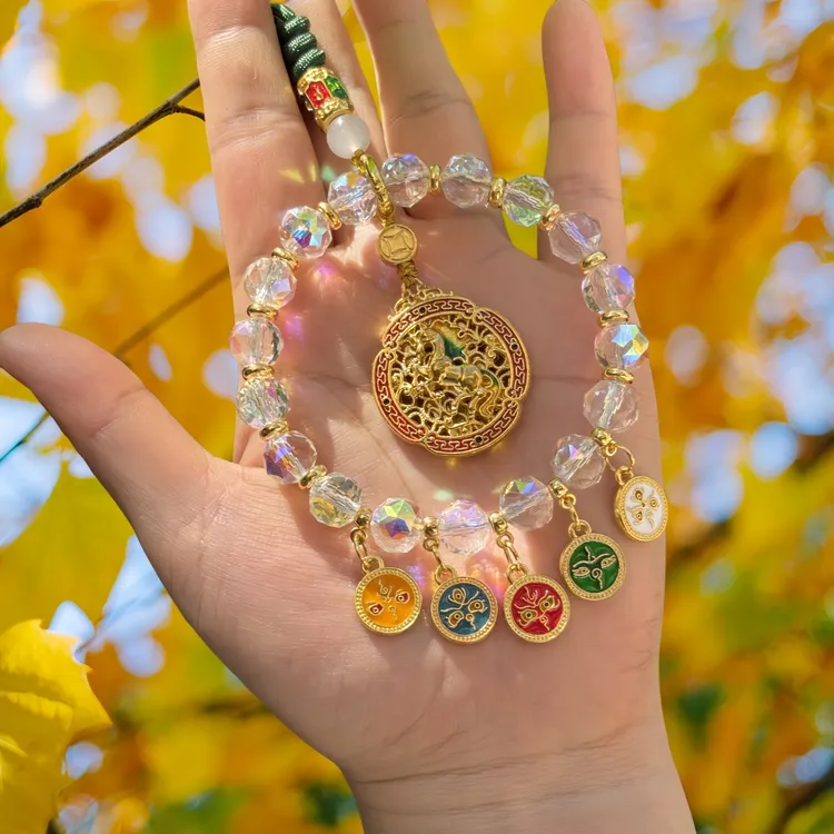 灵隐寺五路财神车挂吊坠本命年转运红绳马年包包挂件新款马上有钱