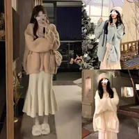 奶fufu慵懒风绒毛衣外套女秋冬小香风加厚粉色毛绒软糯开衫