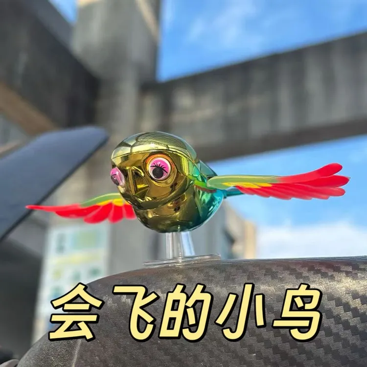 伴飞小鸟新品小鸟玩具会飞解压趣味汽车摩托车电动车创意风力摆件