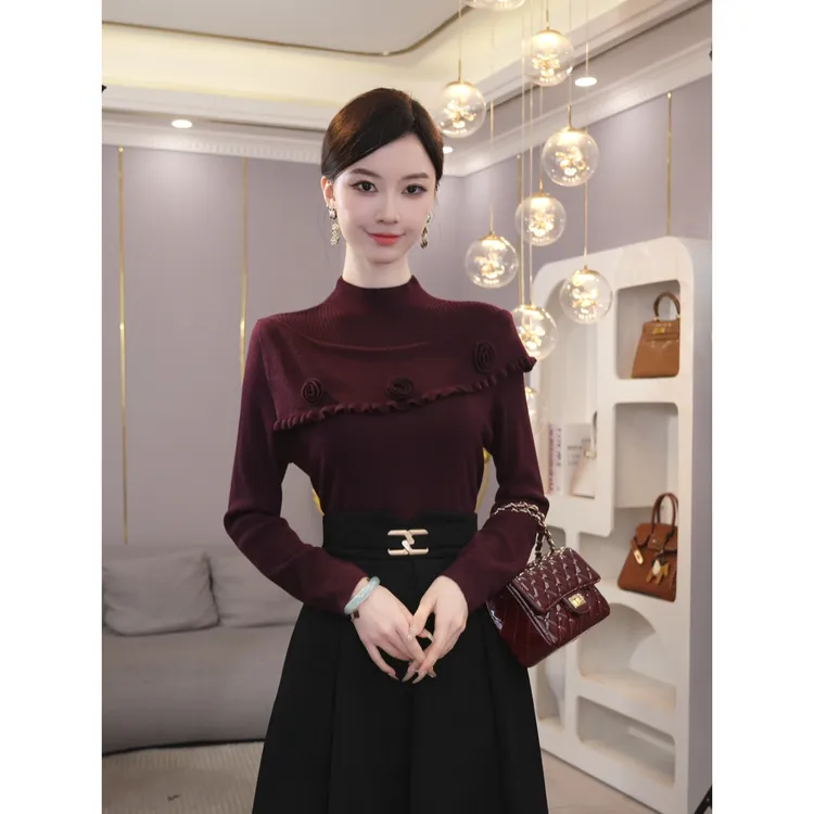 2026秋冬新款【8417】含绵羊毛洋气百搭可外穿打底内搭针织衫毛衣女