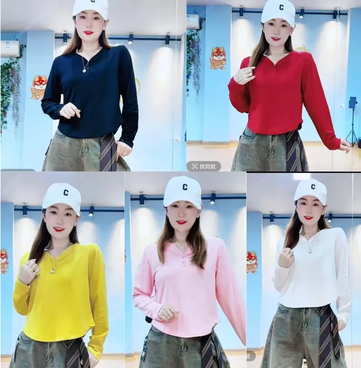 秋冬新品磨毛弹力棉时尚休闲显瘦T恤CX（5123）网红气质上衣洋气