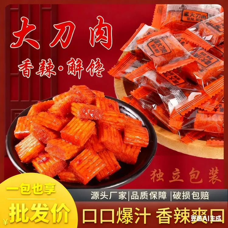 独立包装80个香辣大刀肉辣条柔软劲道怀旧小吃零食解馋小零食