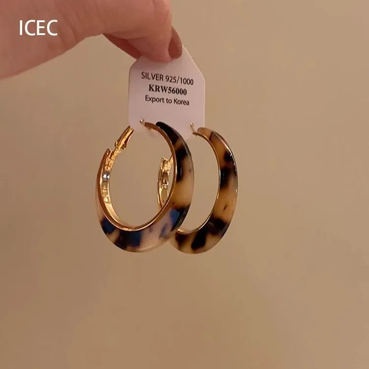 合金耳饰 赵露思同款小众轻奢大耳环秋冬百搭气质高级感简约豹纹