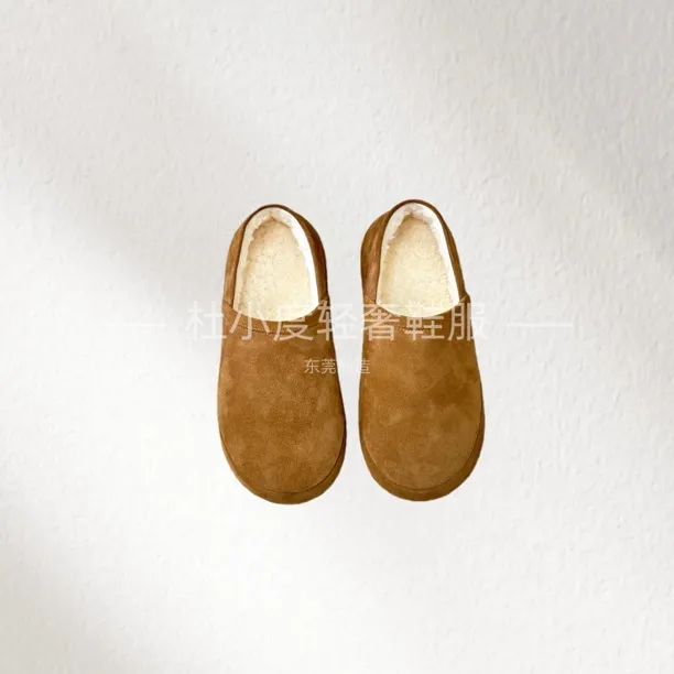 复古慵懒保暖外穿懒人包头毛毛鞋真皮羊毛穆勒25秋冬加绒勃肯棉鞋