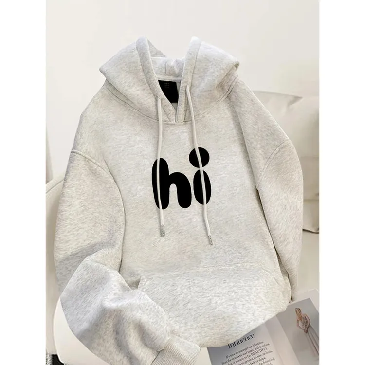2025新款爆款灰色连帽卫衣女冬季休闲大码上衣加绒加厚上衣外套潮