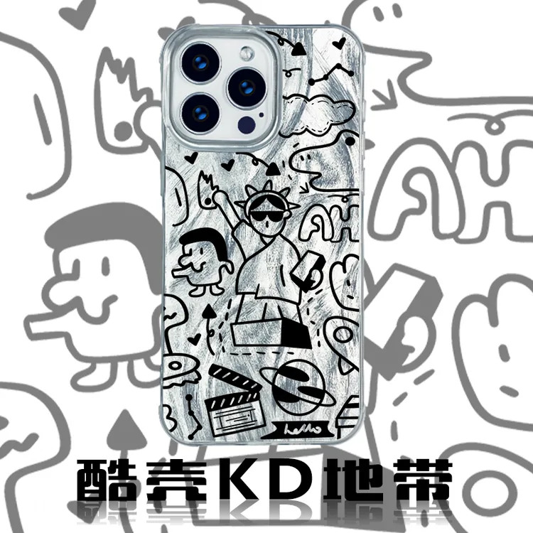 线条涂鸦-IMD羽纱炫彩防摔适用苹果华为荣耀OPPO小米vivo手机壳YS