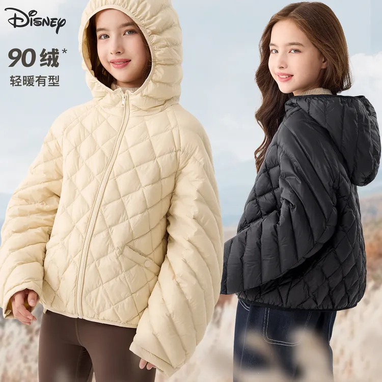 女童轻薄羽绒服冬季新款儿童连帽外套中大童青少年保暖童装冬装