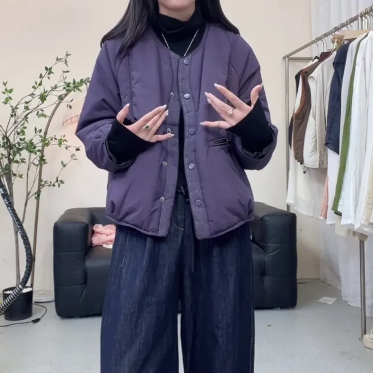 2025秋冬新款时尚韩版休闲简约短款棉服宽松显瘦洋气百搭棉衣外套