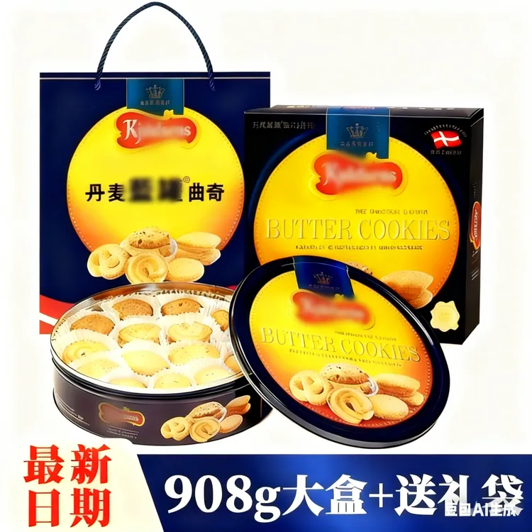 丹麦蓝罐曲奇饼干牛油908g黄油曲奇礼盒装进口休闲零食送礼年货