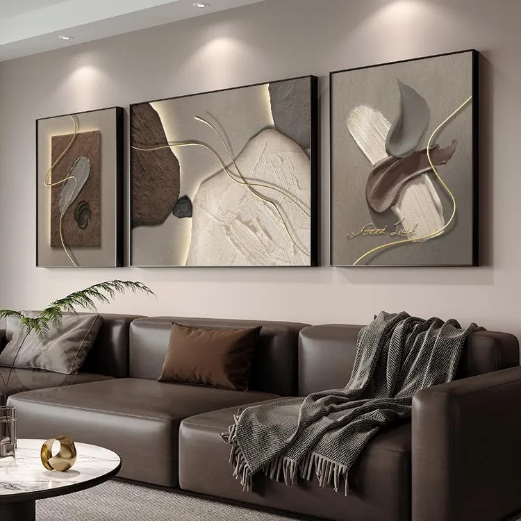 石来运转客厅装饰画轻奢高级感沙发背景墙挂画现代客厅背景墙挂画