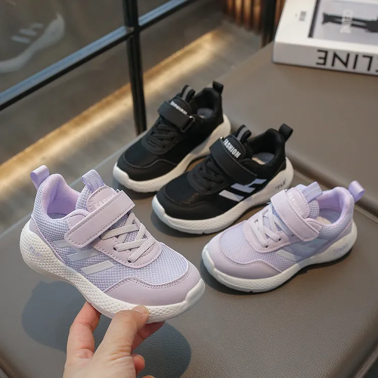 童鞋25新女童运动鞋2024春季新款儿童软底鞋子轻便透气大墨素潮鞋