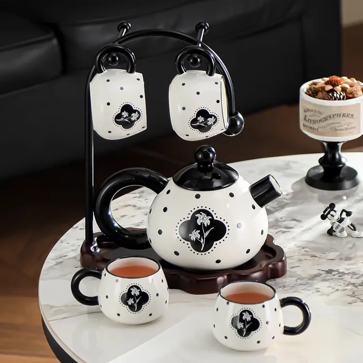 法式陶瓷高级感家用待客茶杯喝水杯乔迁新居茶具结婚礼物水具茶壶