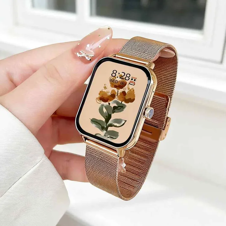 女士蓝牙智能手表2025新精致网钢带蓝牙通话支付运动手环情侣礼物