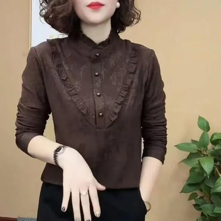 【轻奢气质】秋冬新款时尚气质百搭半高领木耳边套头减龄显瘦打底衫