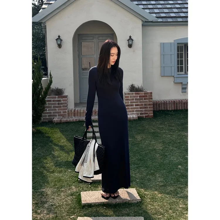 LiHuiEr李慧儿【碧伊】2025春季高贵轻奢修身显瘦长袖连衣裙9588