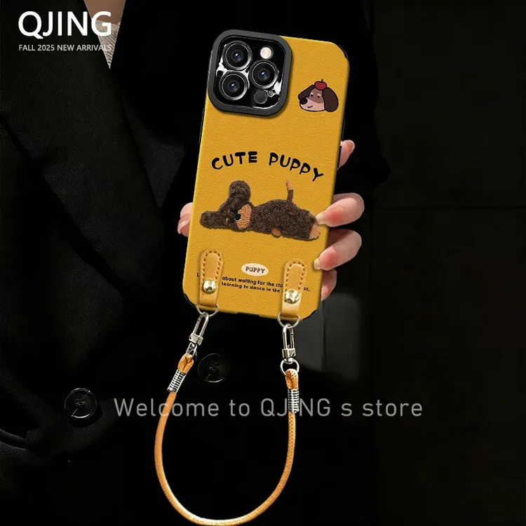 腊肠小狗手机壳适用于苹果16/华为/oppo/vivo可爱卡通新款小羊皮