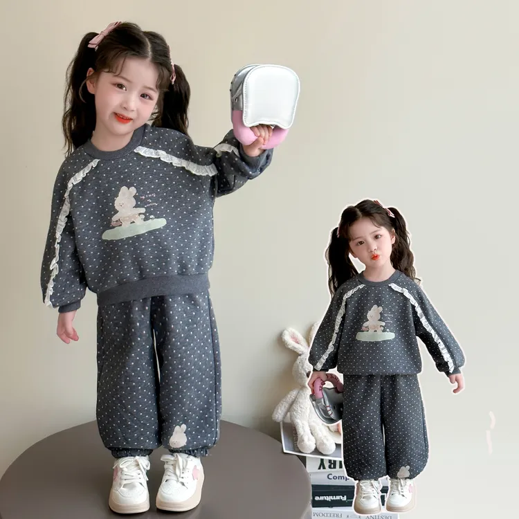 女童运动套装洋气儿童春秋装女宝宝卡通卫衣裤子小女孩休闲两件套