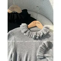 【LIUYI】花瓣打底~羊毛混纺设计感双层花边针织打底衫512181