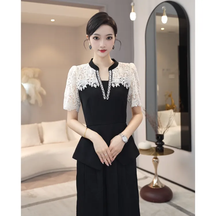 现货2025夏季新款【QQ-X1152】小众设计重工设计蕾丝拼接小衫上衣女