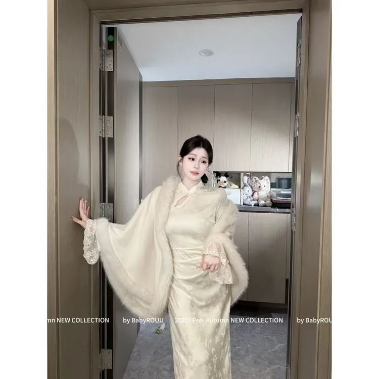 【白玉兰】温与柔新中式国风改良旗袍提花连衣裙