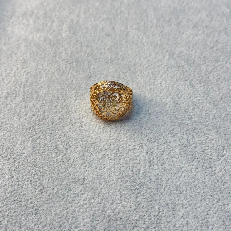 铜合金锆石戒指 拱形雕花带钻戒指0041