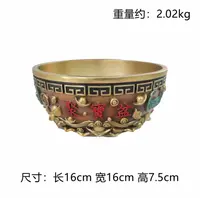 【本尼家】Q54聚宝盆铜雕塑摆件创意家居装饰16*16*7.5cm