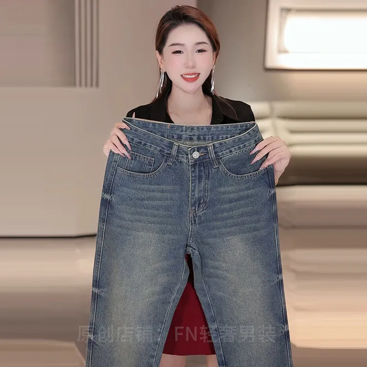 2025秋冬新款男士牛仔裤直筒宽松美式复古水洗牛仔裤时尚潮牌男裤