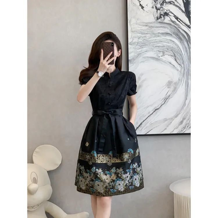 新中式国风女装成人马面裙薄款改良汉服女2024新款夏季衬衫连衣裙