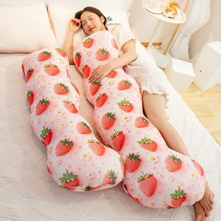 夏日透心凉冰丝夹腿抱枕女神安抚睡觉神器靠垫可爱卡通水果系列